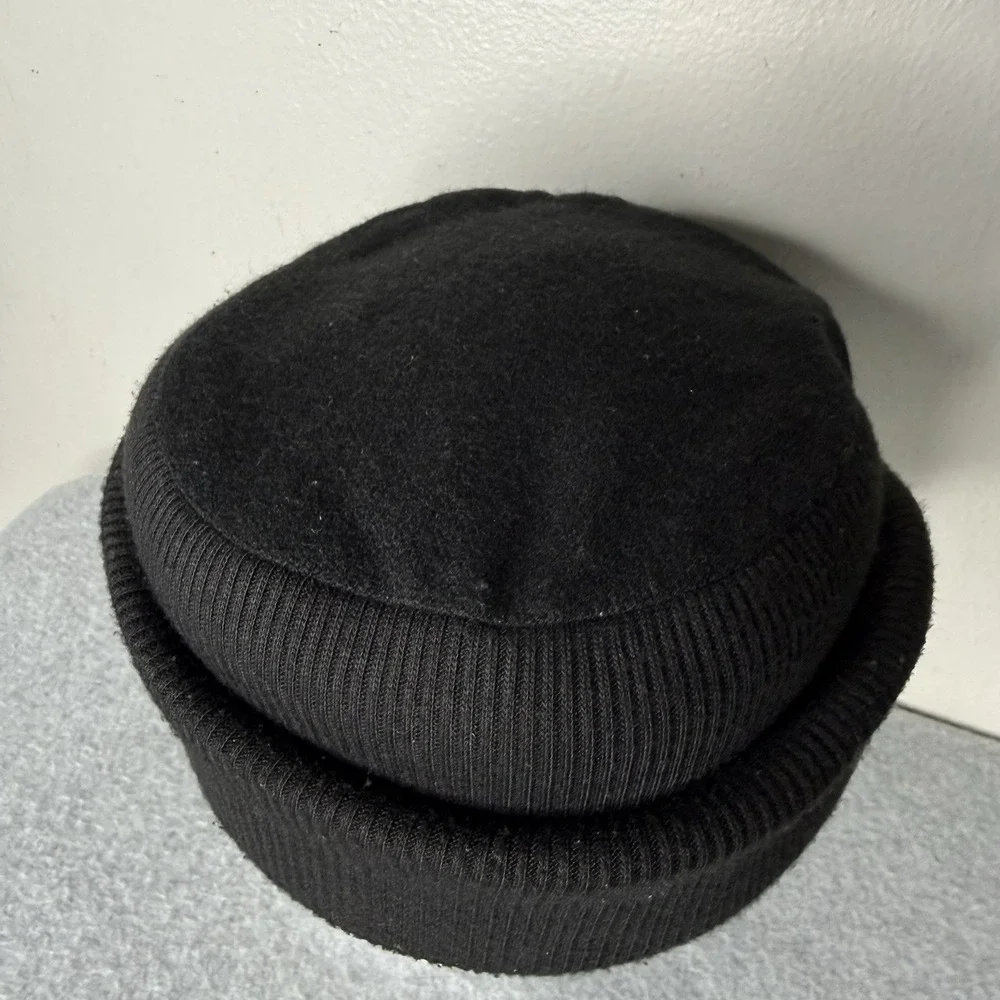 Dockers‎ Black Acrylic Wool Blend Winter Hat Ear Flap trapper Cap Small Medium